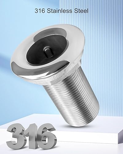 Miniatura 15 de Ajuste corto recto a través del casco de púas con tuerca y junta personalizada para barco RSV Yate, acero inoxidable marino 316 a través del casco