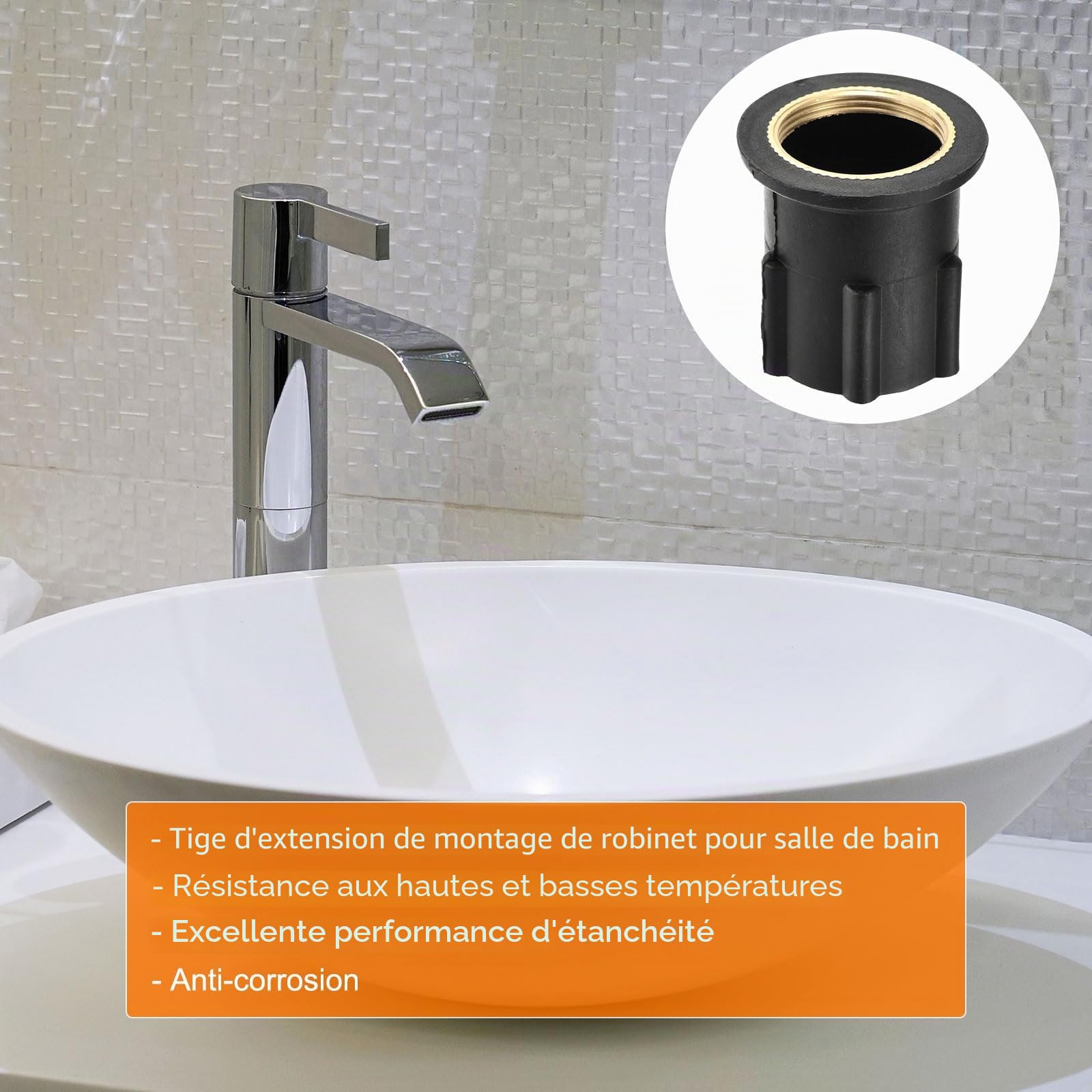 sourcing map 1 Pièce Écrou de Robinet de 3,0 cm (1,18 Pouce) Base Fixe, Écrou de Fixation en Plastique Attache de Robinet, Assemblage de Robinet Fixe pour Cuisine, Noir