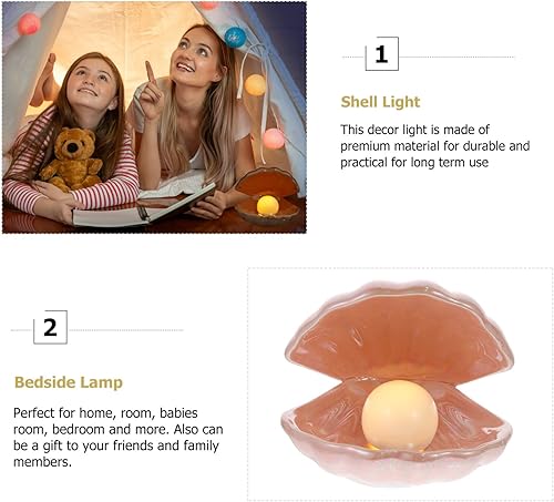 Miniatura 3 de IMIKEYA Luz de perla de concha lámpara de noche de perlas LED lámpara de noche de perlas novedosa lámpara de noche para habitación de niños
