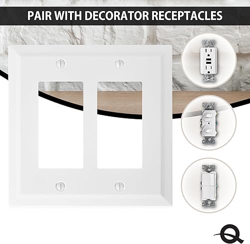 Miniatura 28 de Questech Cubiertas de tomacorrientes, placas de pared dúplex individuales, placas de interruptor de 1 banda, tamaño estándar, cubiertas de toma