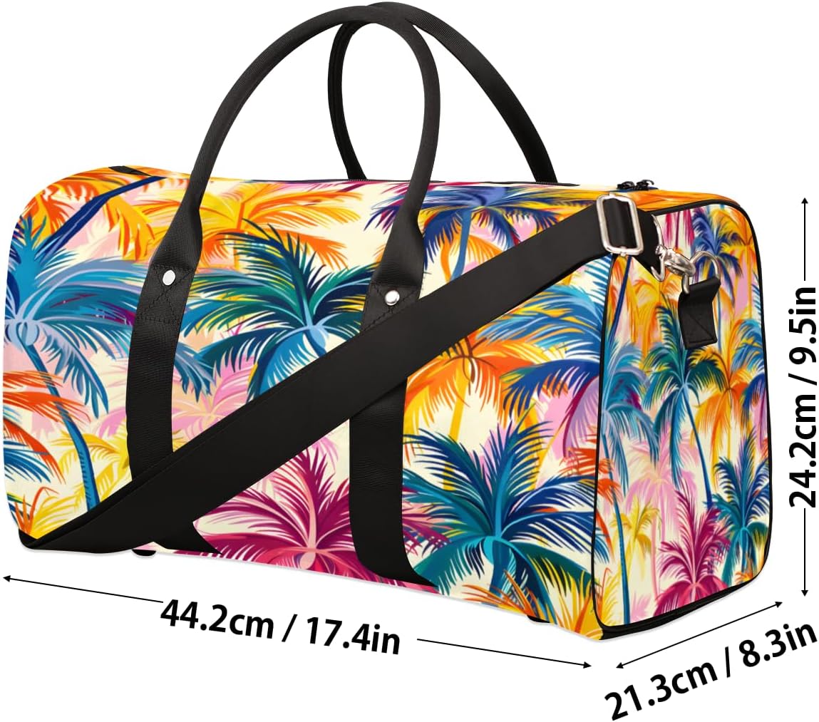 Colourful Coconut Trees Travel Duffel Bag for Women Men Large Capacity Overnight Weekender Bags for Lightweight Waterproof Sport Gym Bag for Workout Yoga Swim
