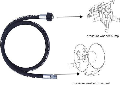 Miniatura 9 de Tool Daily Manguera de látigo para lavadora a presión con giratorio, conector de carrete de manguera para lavado a presión, 8 pies (38 NPT sólido +