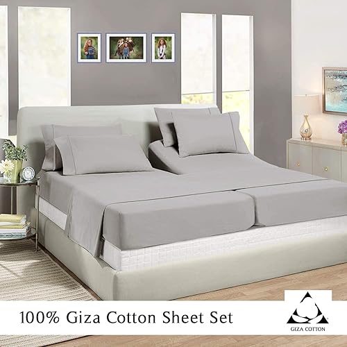 Miniatura 2 de Juego de sábanas divididas tamaño King para cama ajustable, sábanas de algodón Giza para cama ajustable Split King, juegos de sábanas Giza de 400