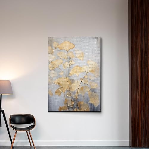 Miniatura 3 de Original Ginkgo biloba Print On Canvas, Modern Textured Gold Wall Art, Abstract Gold Leaves Print, Living room Wall Decor, Modern Canvas, Arts