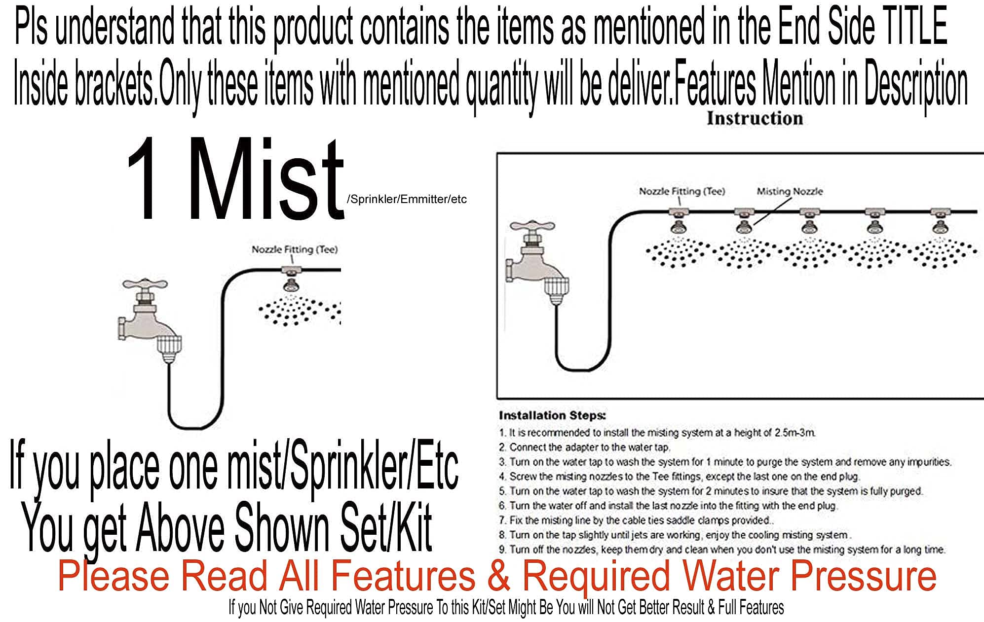 DIY Crafts Fan Misting Kit Convert Connects Fan Water Mister Cooling Patio Breeze Misting Heat Down Umbrella,Patio,Pergola,Vestibule (8 Pcs Fan Mist Set) 4
