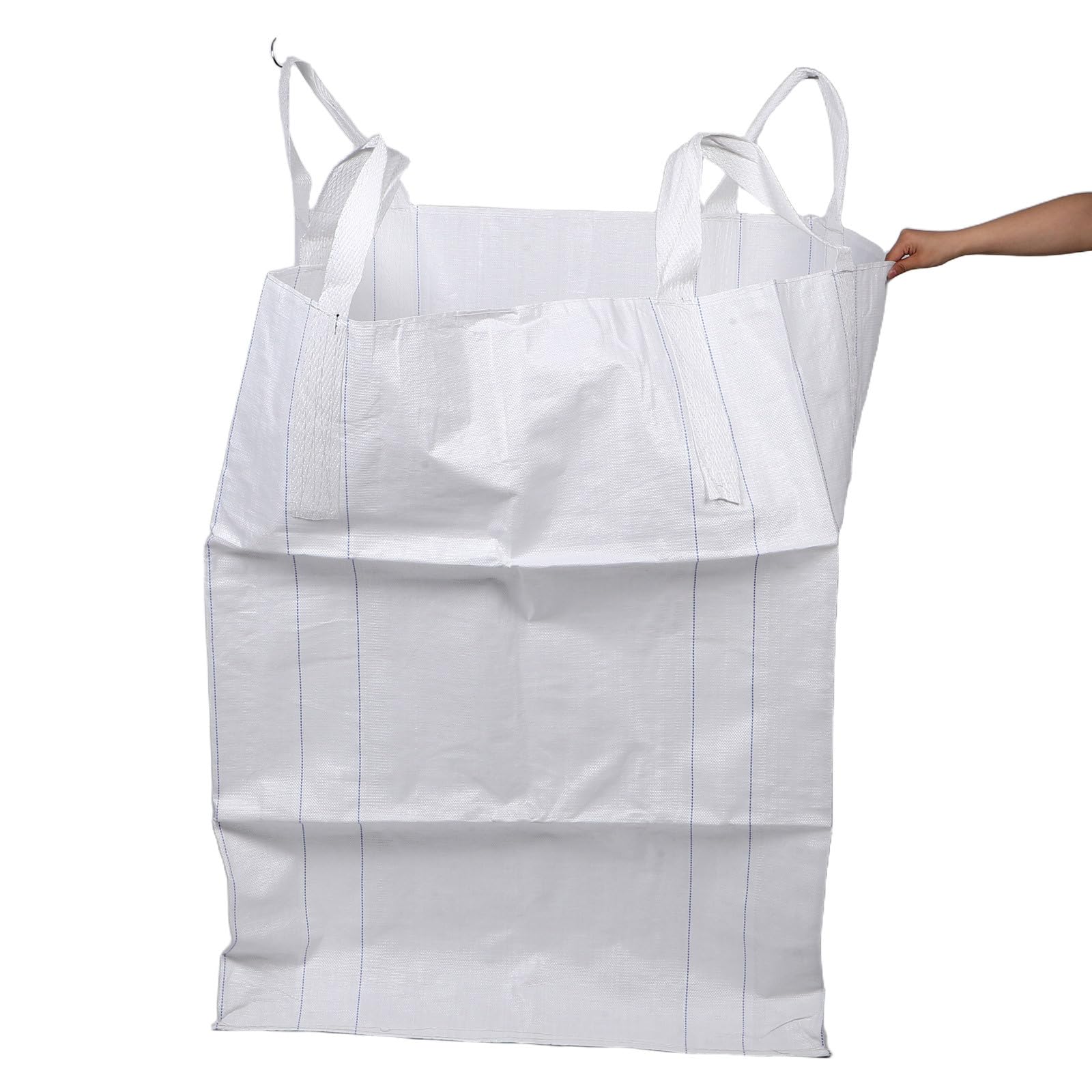 Sacchi big bag FIBC per materiali edili, 1-1,5 tonnellate, per carichi pesanti, sabbia e ghiaia, sacco a fondo piatto con parte superiore a sacca, ideale per cantieri edili, rocce e rifiuti,