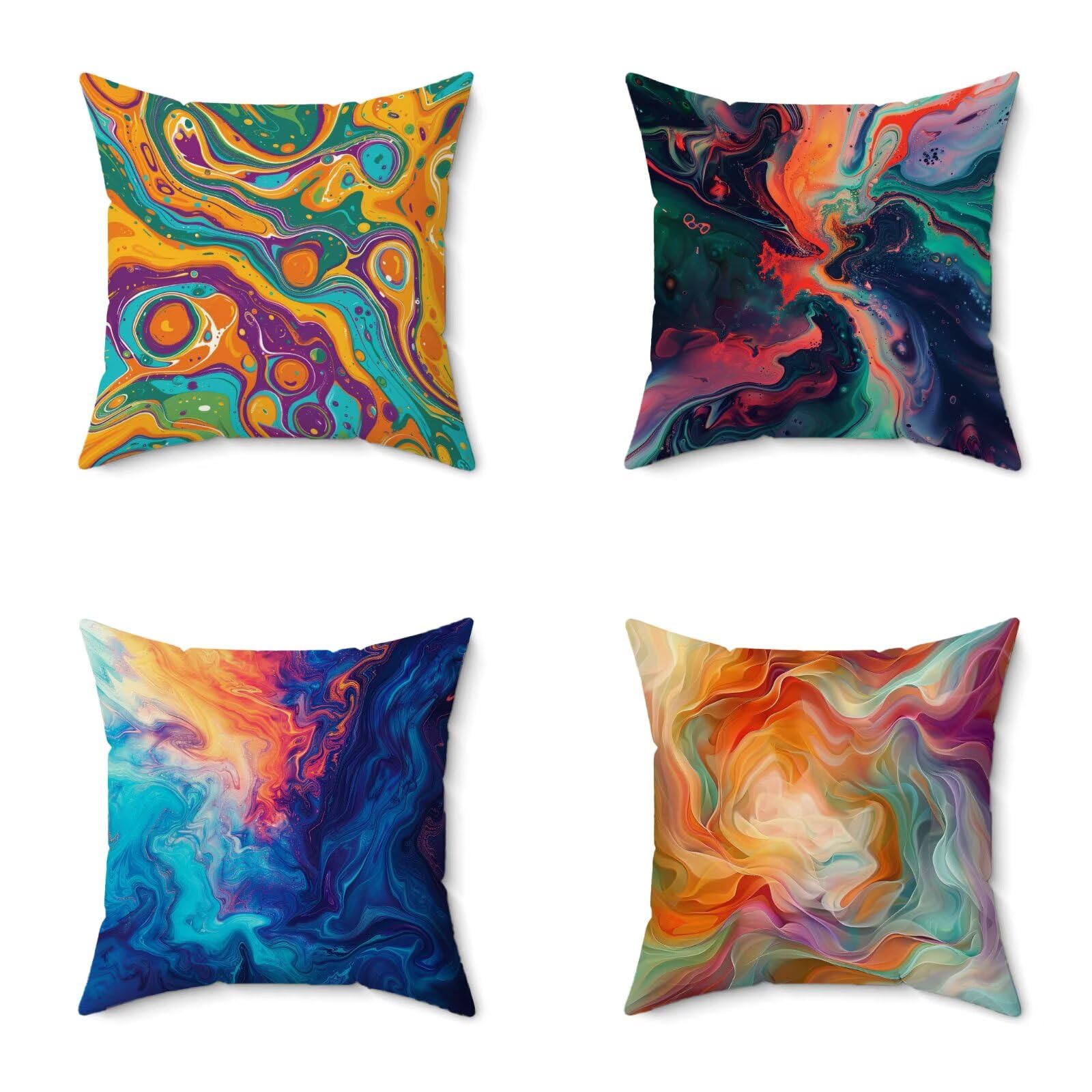 Poduszka outdoorowa 65 x 65 cm, zestaw 4 kolorowych poszewek na poduszki, abstrakcyjne, wodoodporne, miękkie, na sofę, HD, dwustronny nadruk, poduszka dekoracyjna do użytku na zewnątrz, do ogrodu, na