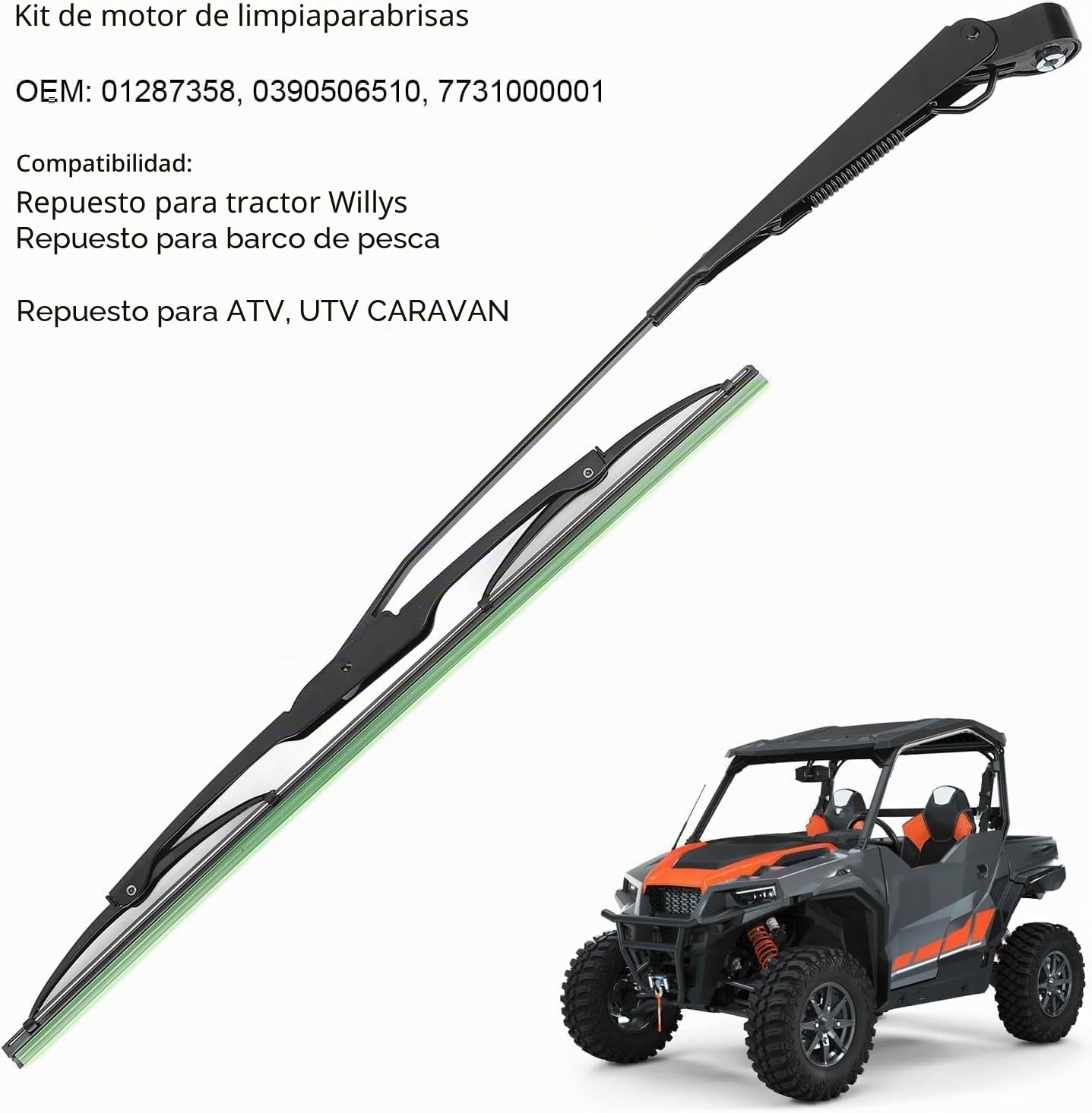 Motor de limpiaparabrisas universal de 12 V con brazo y hoja de repuesto para tractor barco de pesca accesorio de coche # 01287358 7731000001 0390506510