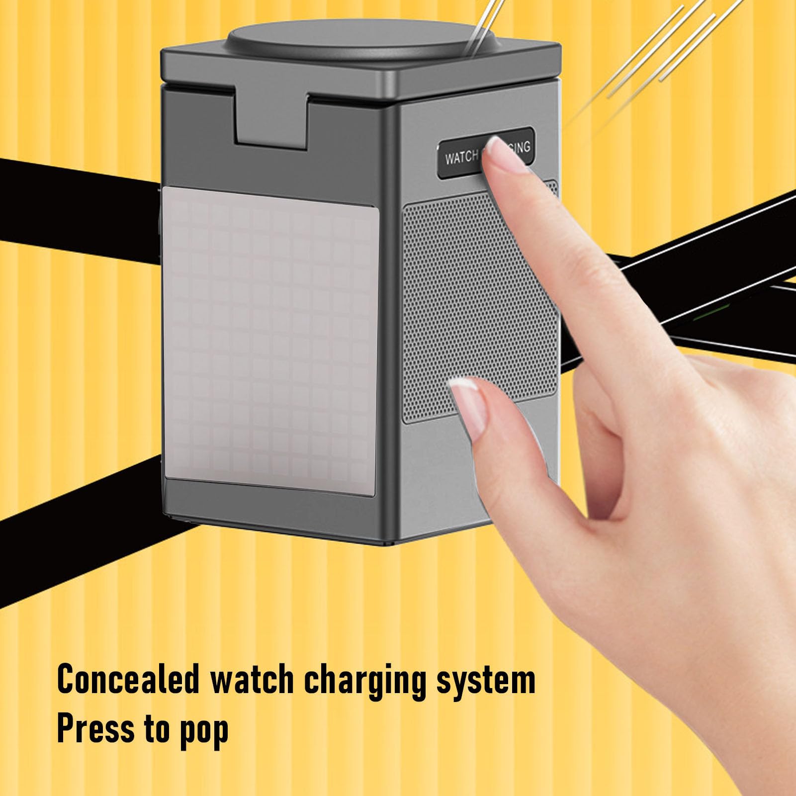 Station de Charge sans Fil 6 en 1 avec Haut-Parleur Bluetooth, Réveil Numérique, Station Charge Multifonctionnelle sans Fil pour Téléphone Montre, pour Maison Bureau Voyages