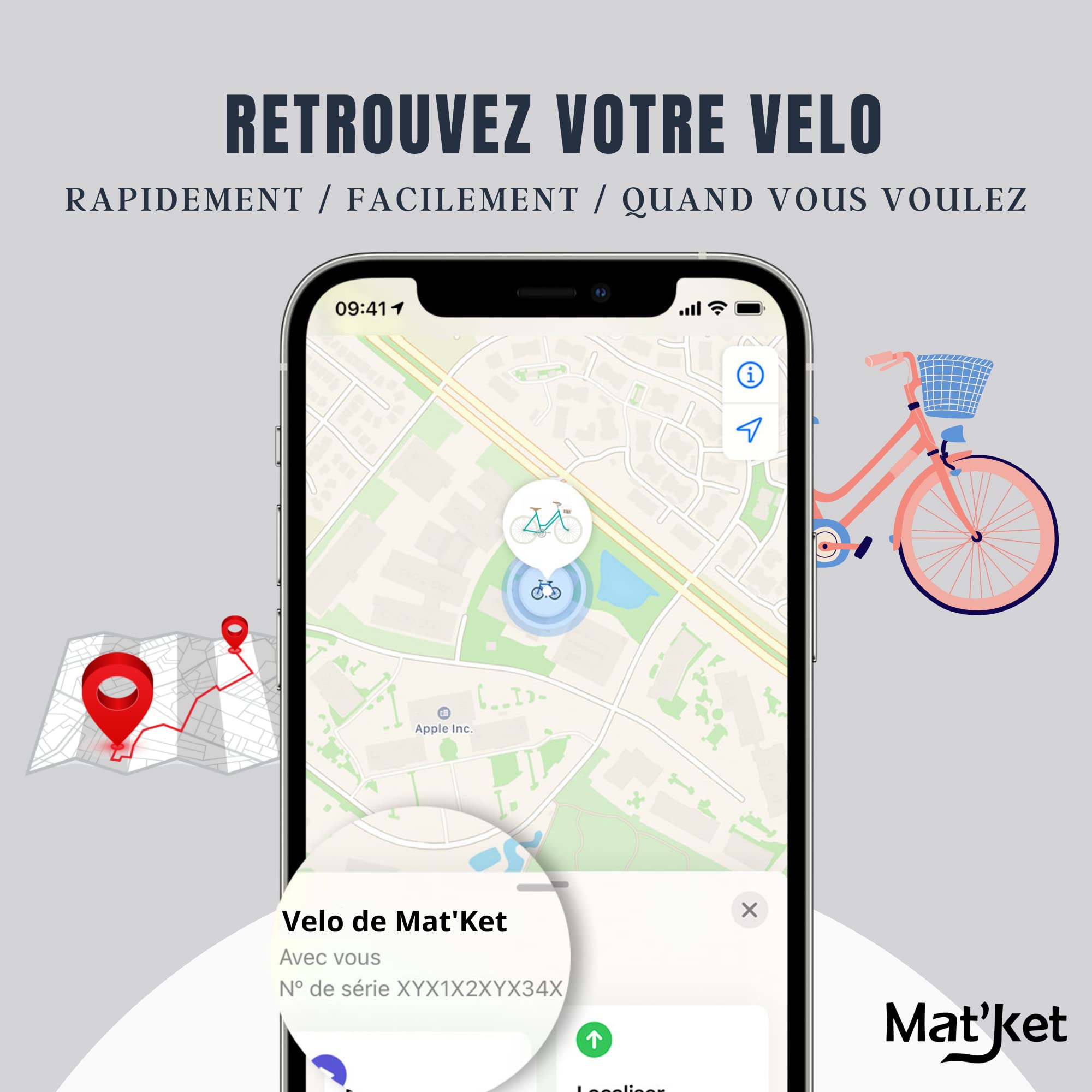 Support Velo Universel Pour Airtag - Cache Tracker GPS Anti-Vol Discret | Mat'Ket Noir