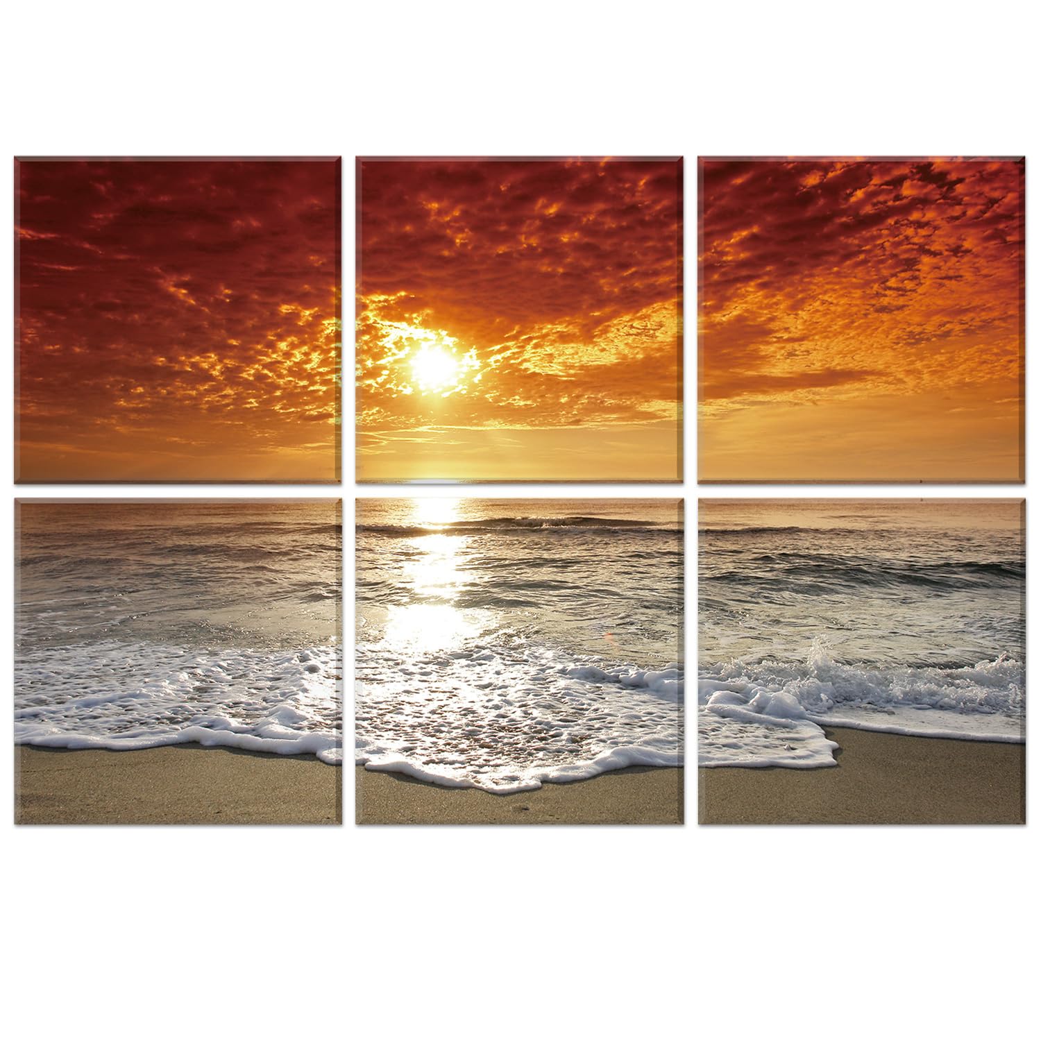 art acoustic panels, 6 pack self-adhesive large wall art paintings for wall decoration, sound absorbing panels for recording studio, living room, bathroom, 72" × 48" (corse aurore)