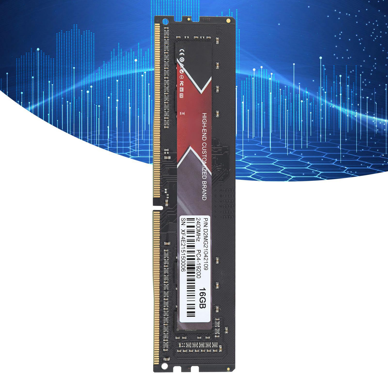 Pamięć RAM DDR4, Smukła, Aluminiowa, Wysokowydajna pamięć Stacjonarna PCB, DDR4 2400 MHz PC4 19200, z łatwą instalacją (16 GB)
