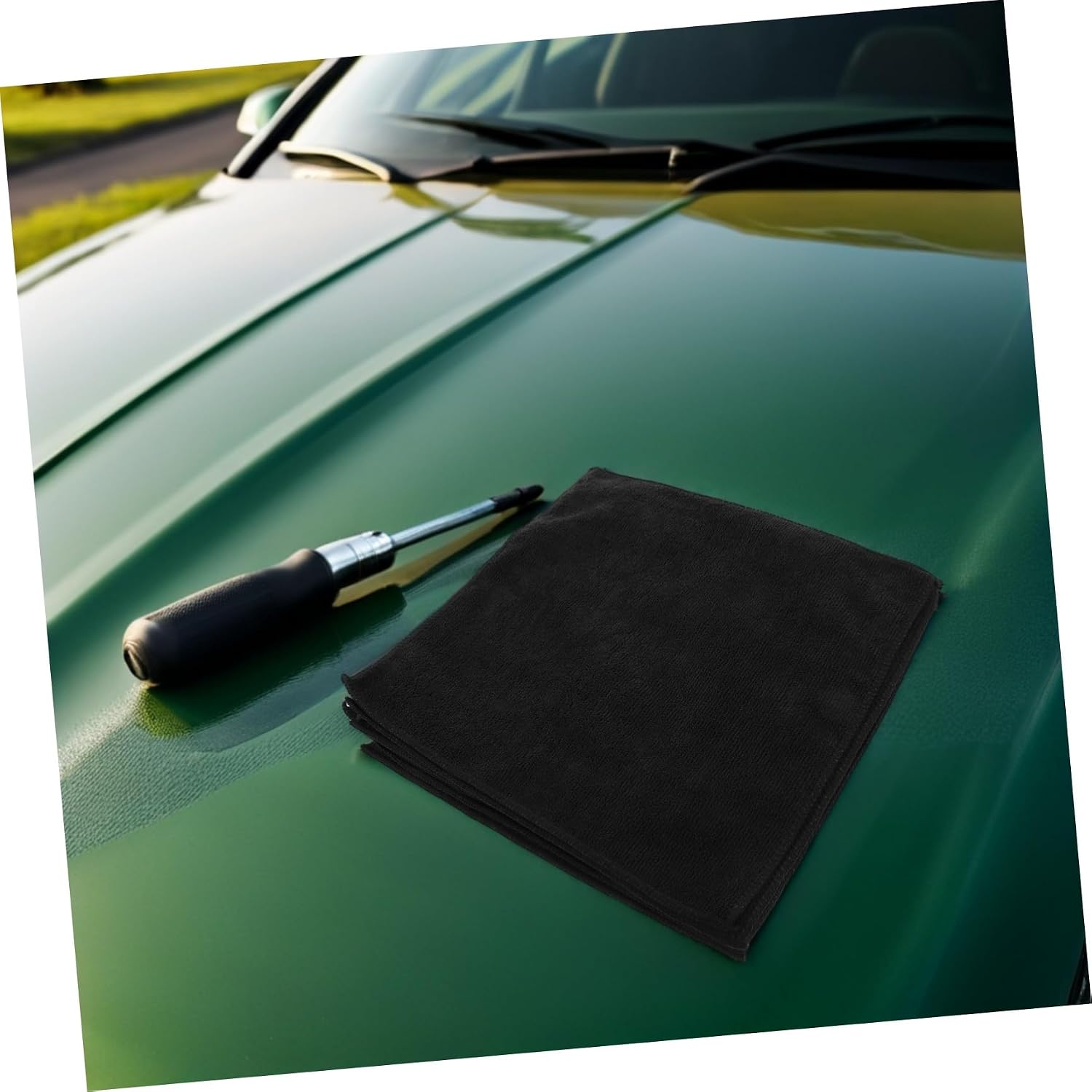 10pcs Black 30x30cm Automobile Polishing Cloth Microfiber Towels Car Cleaning Supplies Buffing Polishing Towels for Car Interior and Exterior Detailing