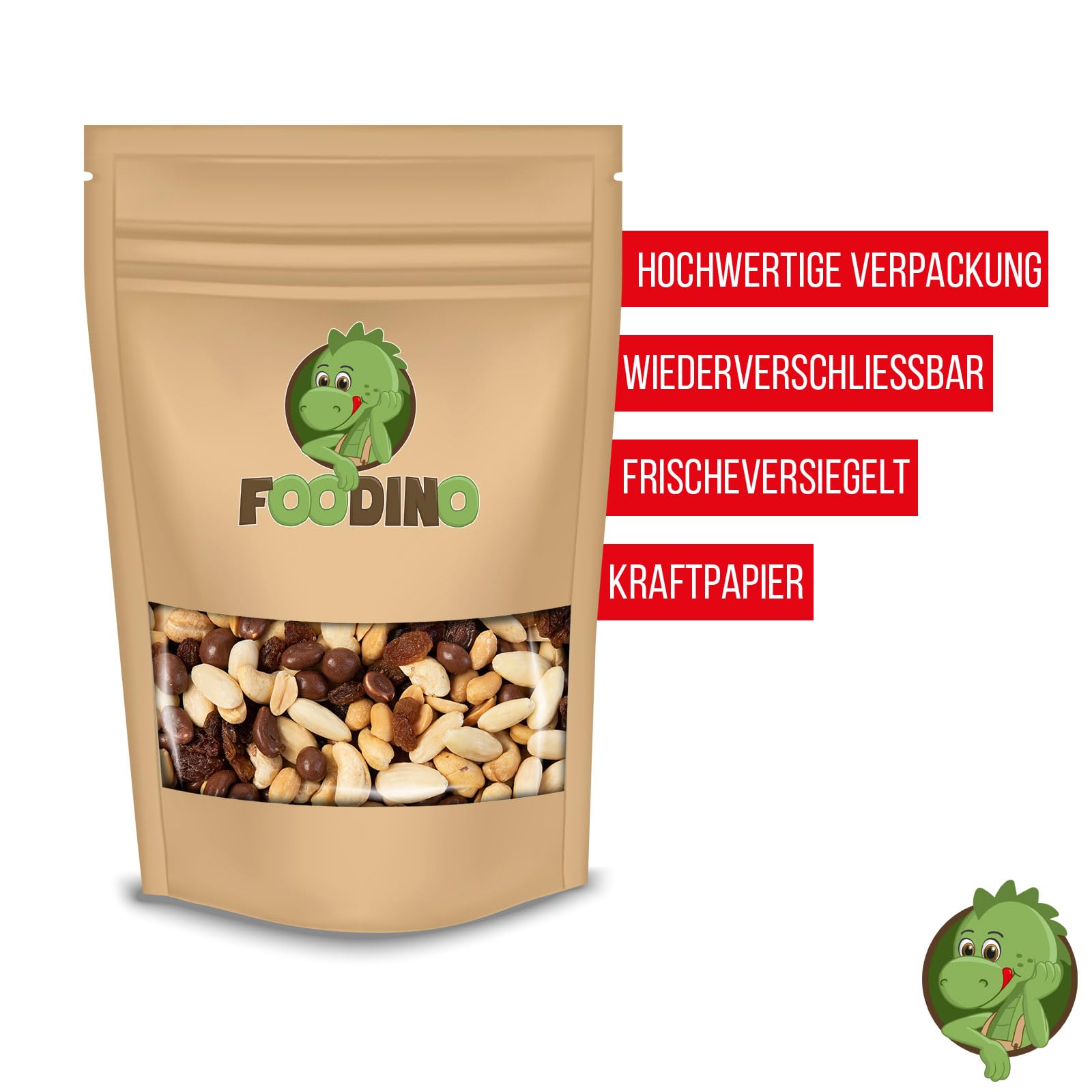 FOODINO 5kg Nussmischung Schoko mit Erdnüsse Rosinen Cashew Mandeln
