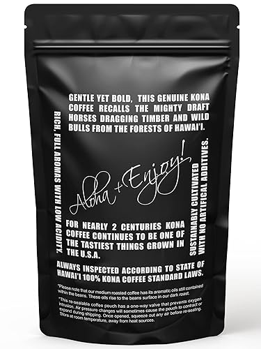 Miniatura 2 de Granja fresca café 100% Kona - tostado oscuro - granos enteros arábica - bolsa de 1 libra o 16 onzas - Blue Horse 100% Kona café de Hawaii