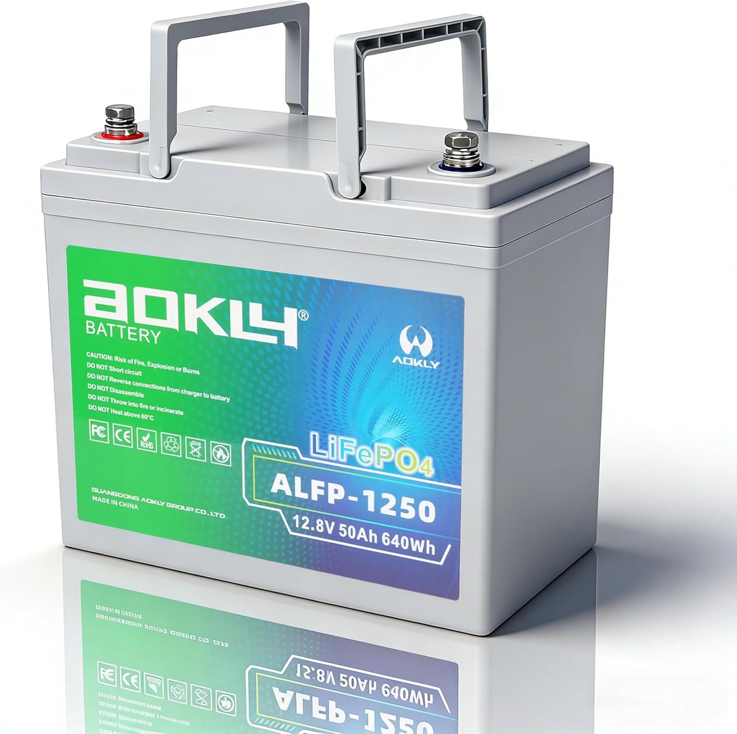 12V 50Ah LiFePO4 Lithium Battery with 50A BMS, 4000+ Deep Cycles AOKLY Lithium Battery Portable and Lightweight For RV, Marine, TrollingMotor, Camping, Travel,Fish Finder,Solar, Winter Power Shortage