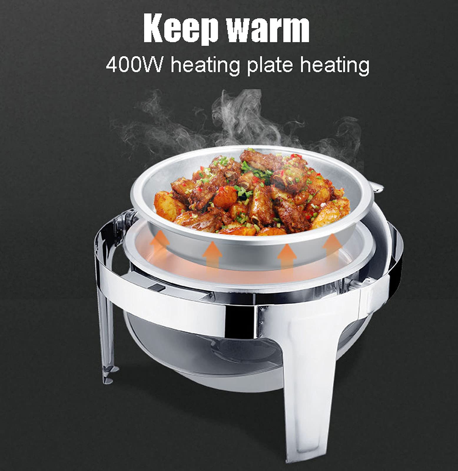 Calentador Calentador de Comida para Buffet, Calientaplatos ​eléctrico Servidor de Buffet 6L Chafing Dish, Calentadores de Comida y de Platos para Bufé Mantener la Comida Fresca y Deliciosa