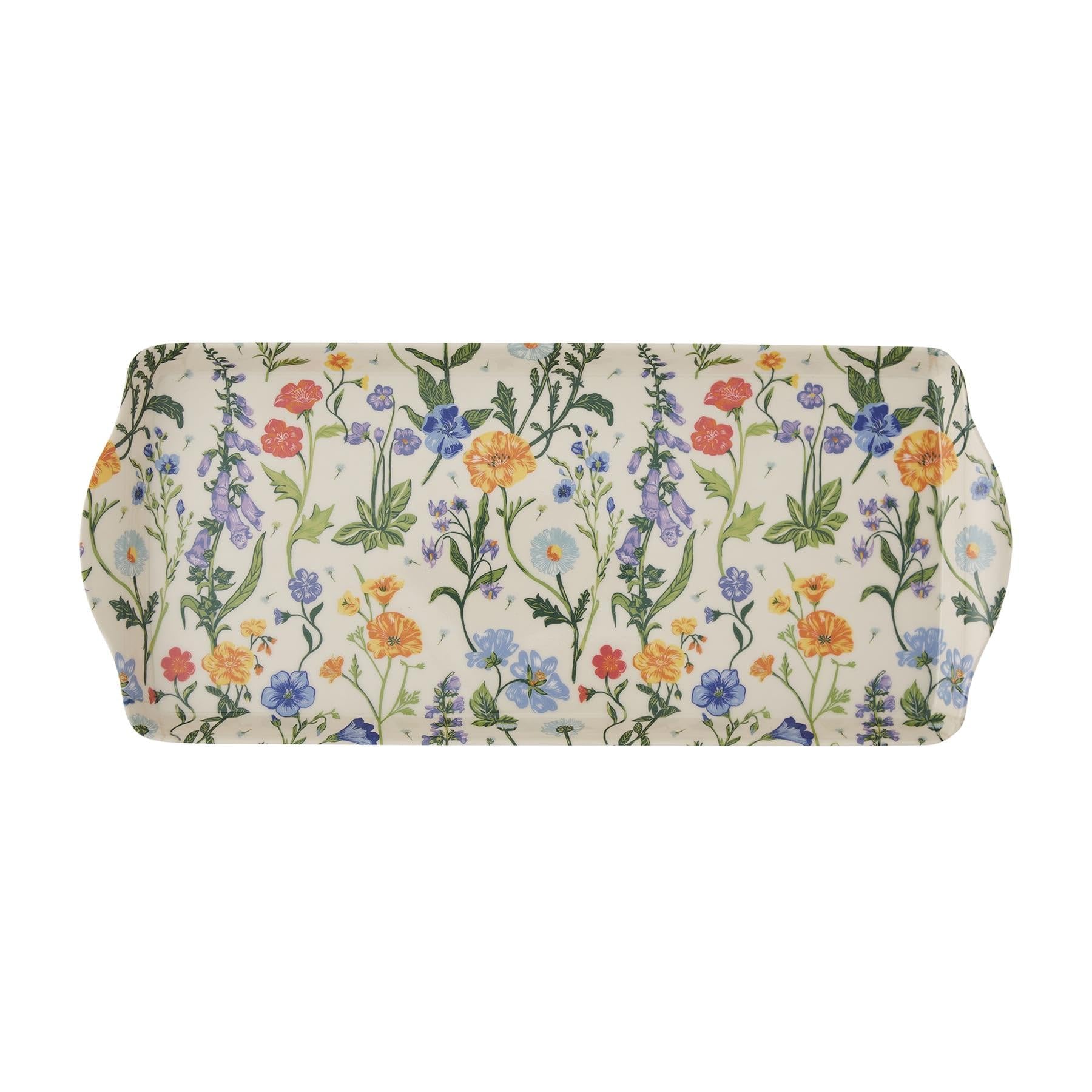 Ulster Weavers - Garden Flowers Tea Tray (39 x 17 x 2.5cm) - Dishwasher Safe - Plastic Serving Tray - Kitchen Accessories - Botanical Floral Serving Tray/Dinner Tray/Tray for Eating On Lap in Natural