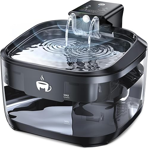Fuente de agua inalámbrica para gatos, fuente de agua para gatos de 108 oz3.2 L, funciona con 3 modos, batería de 5000 mAh, sensor de movimiento disponible en Yaxa Costa Rica