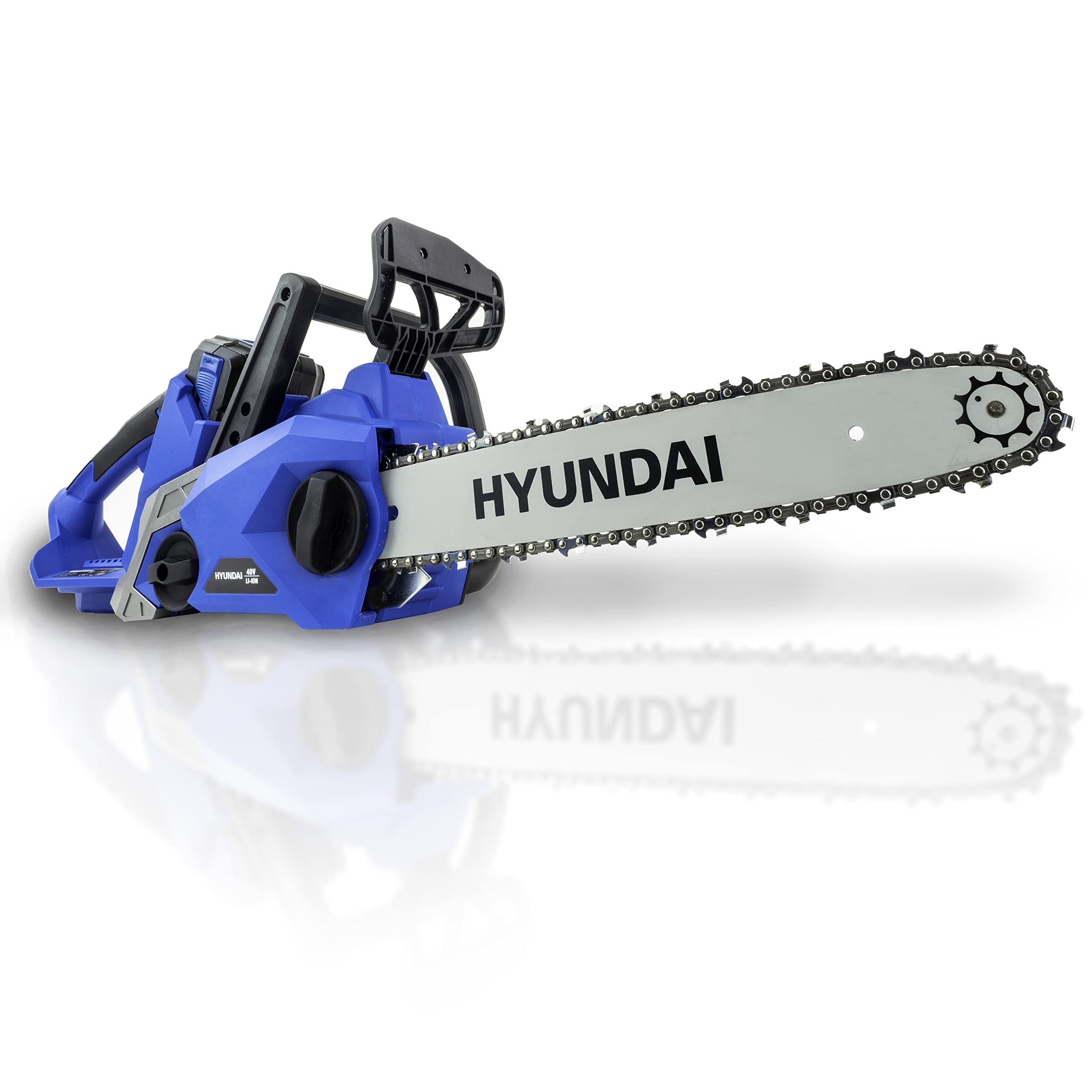 Hyundai 40V 14" Cordless Chainsaw, Blue, Lithium-Ion Battery Powered Chain Saw with 2.5Ah Battery & Fast Charger, Automatic Lubrication, Tool-Free Tensioning, Lightweight & Easy to Use