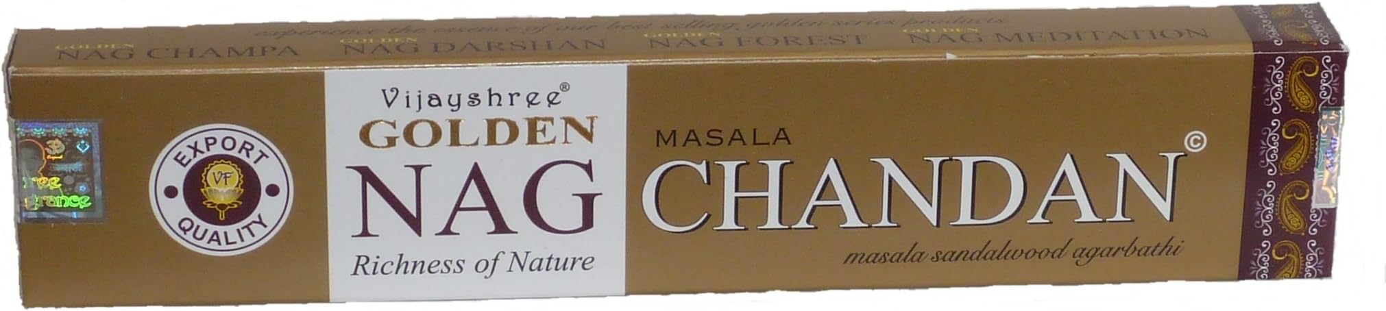 15 gms Box of Golden NAG CHANDAN Masala Agarbathi Incense Sticks - in stock and shipped by Busy Bits