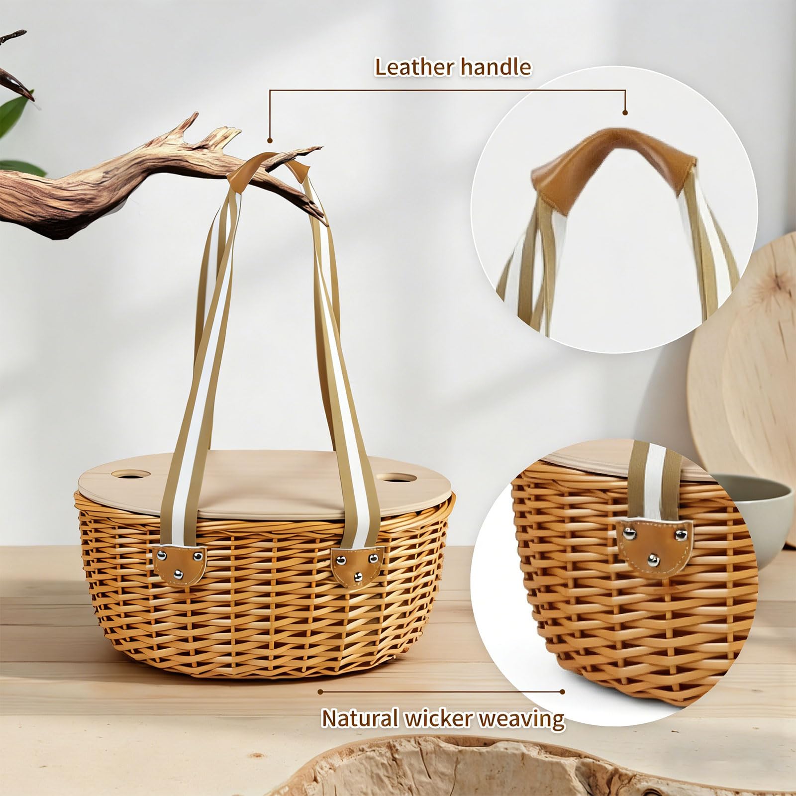 Elegante set da pranzo per 2 persone, con tavolo pieghevole e borsa termica e utensili completi per avventure nella natura, cestino per pasti all'aperto con frigorifero