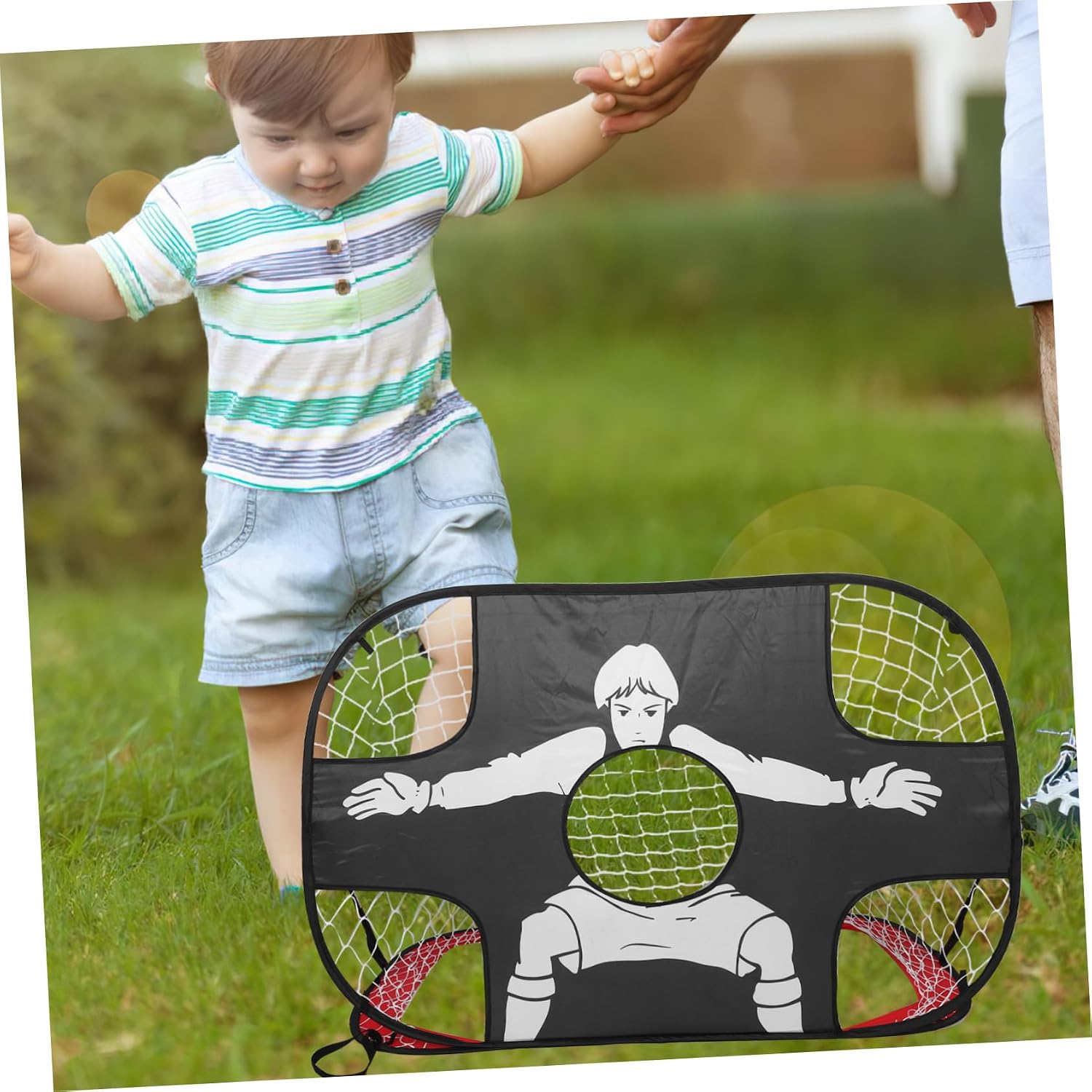 balacoo Foldable Soccer Goal for Boy Girl Portable Net with Engaging Targets for Outdoor Training Durable Construction for Backyard Practice Red Color for Young Players