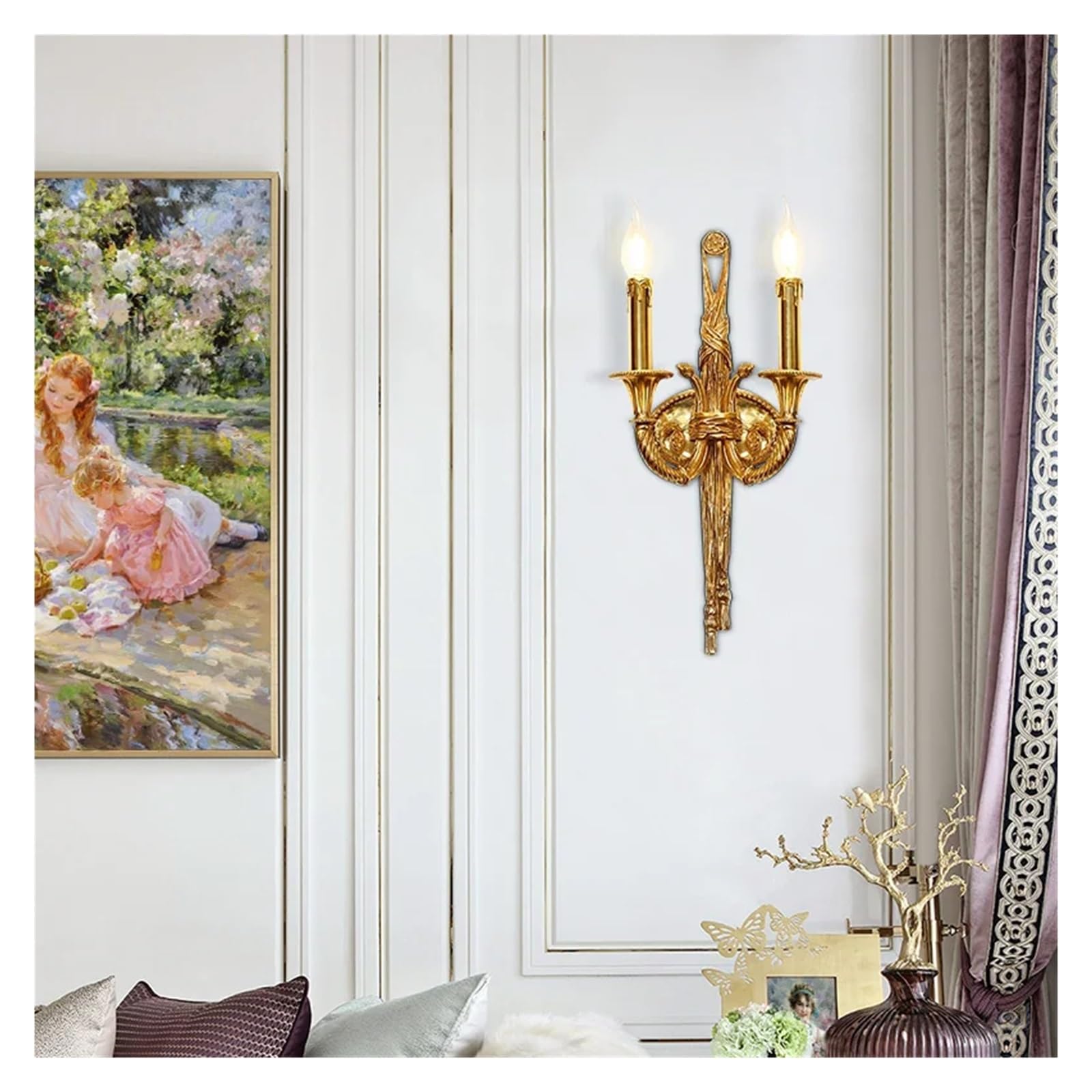JYBNBBE Century Brass Living Room Wall Sconce American Style Bedroom Study Lighting French entryway Aisle Foyer,Chandelier