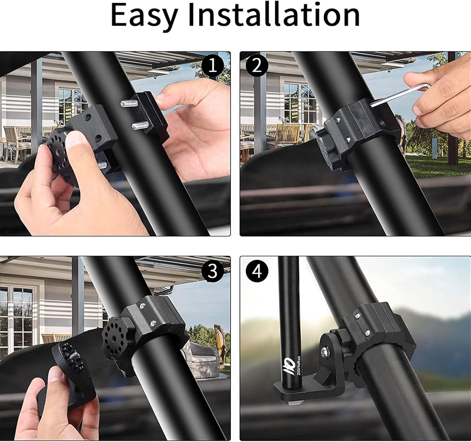 Whip Mount Bracket,360° Rotation Whip Light Clamp Flag Pole Holder - Off Road Lighting Accessories, Supplies, Light Bar Mount for 1.75" & 2" Roll Cage