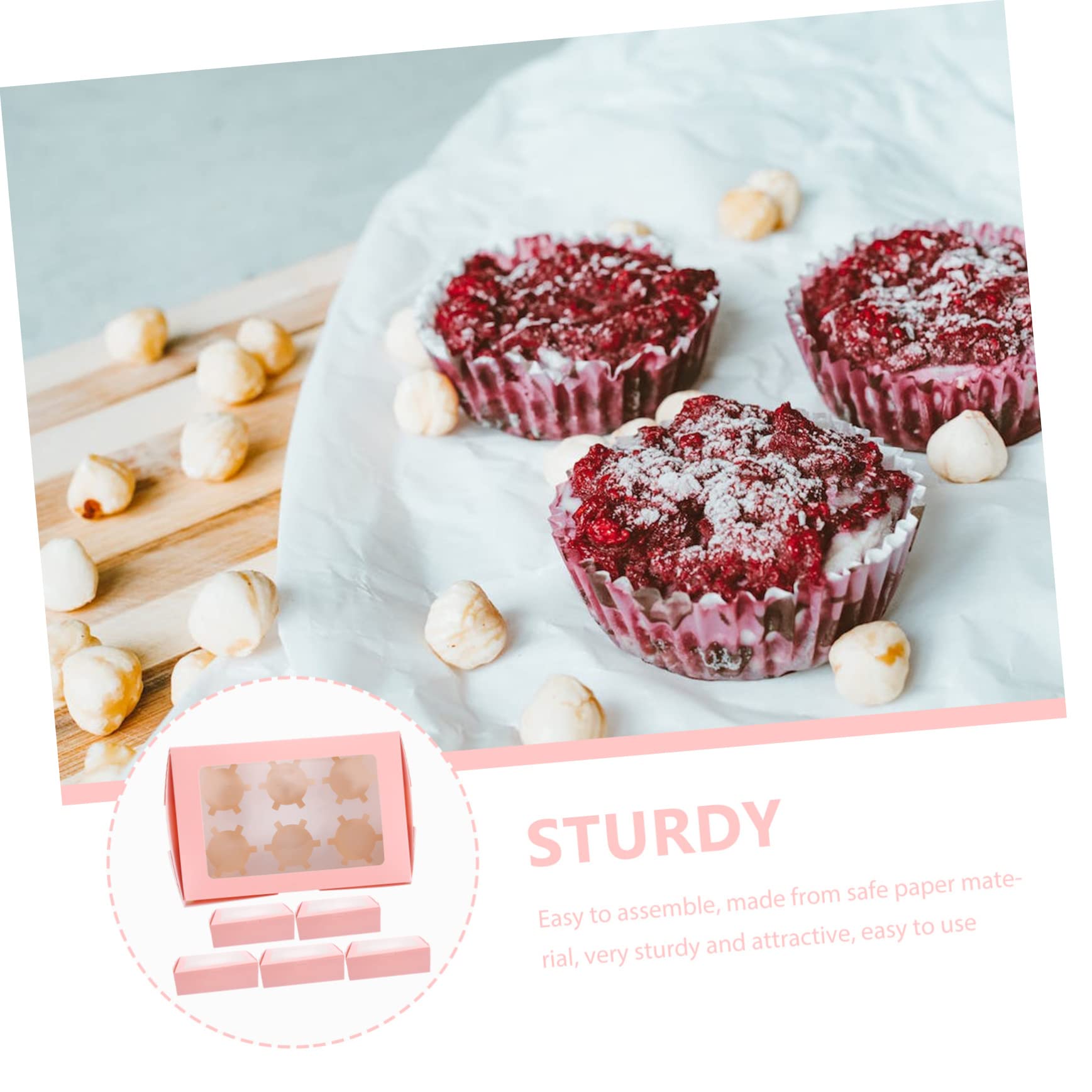 ABOOFAN 6Pcs Cupcake Boxes with Inserts Paper Bakery Packaging for Muffins and Cookies for Parties and Special Events for Treats