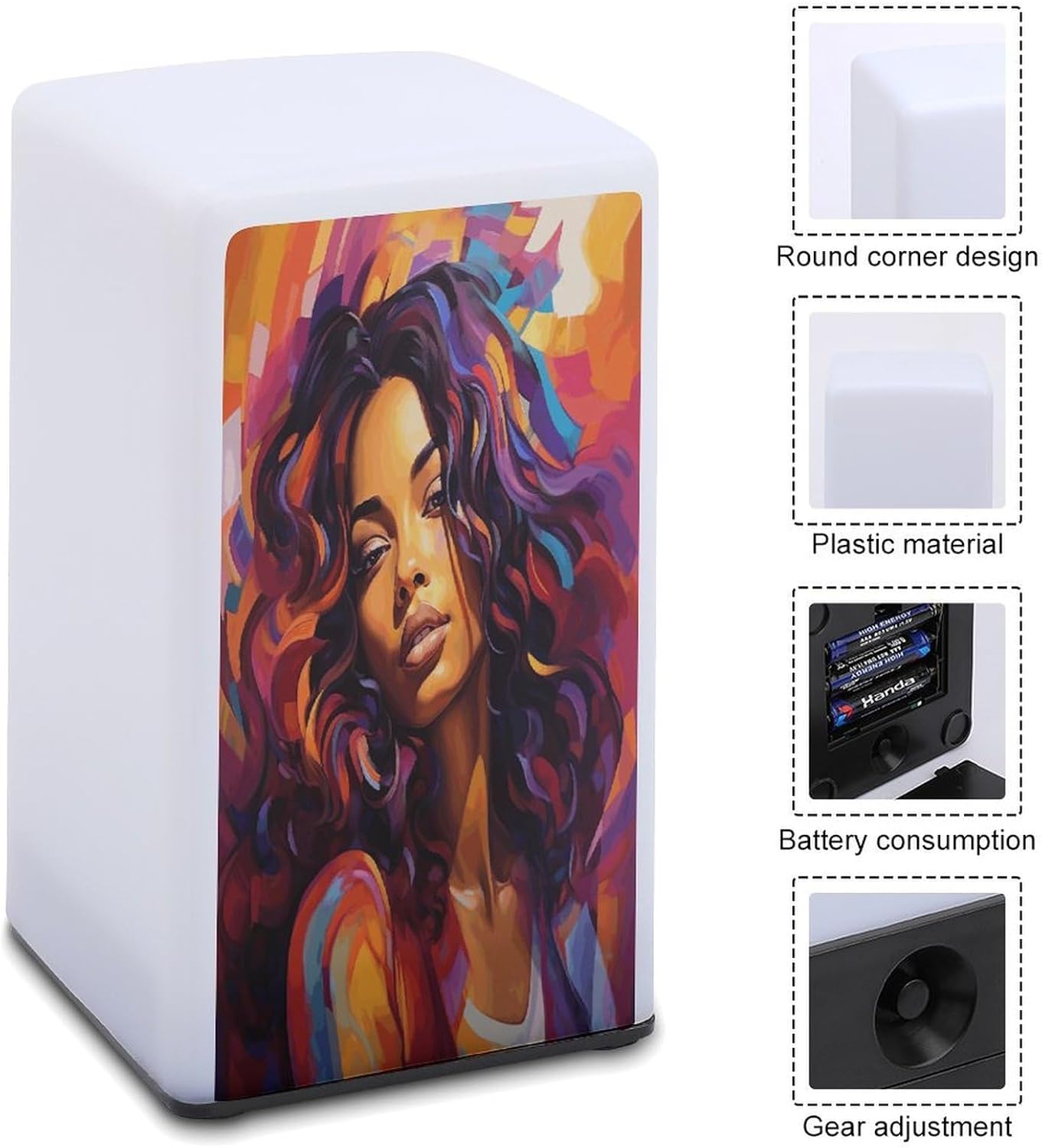 Cordless Night Light Battery Powered Dimmable Lamp for Reading A Dynamic Woman Small Desk Lamp for Bedroom Living Room Office