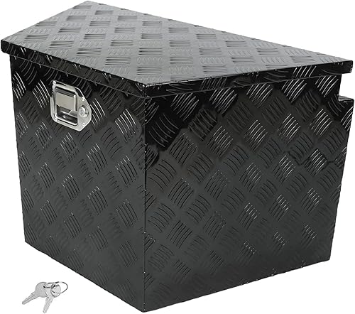Miniatura 10 de Caja de lengua para remolque, caja de herramientas de aluminio, caja de remolque resistente con cerradura y llaves, para camioneta, RV, remolque (39