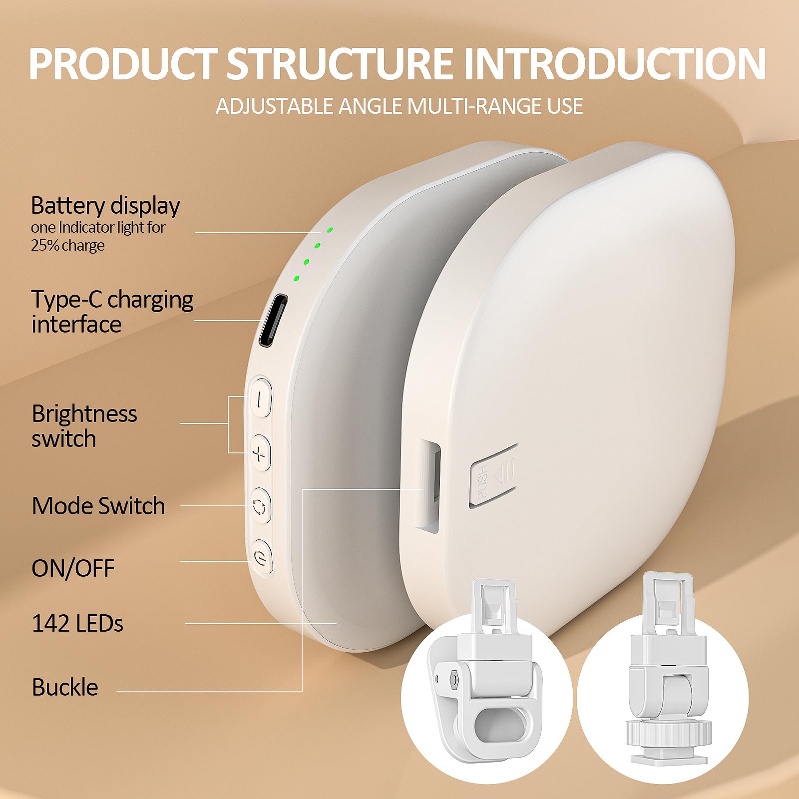 XINBAOHONG Rechargeable Clip Fill Video Conference Light, Selfie Light for Phone Android Camera iPad Laptop 142 LED Phone Light for Makeup TikTok Selfie Vlog