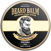 Beard Balm for Men, 100% Natural with Shea Butter, Argan Oil, Jojoba Oil, Vitamin E - 3.53OZ Conditioner Softener Moisturizer, Spiced Vanilla Scent