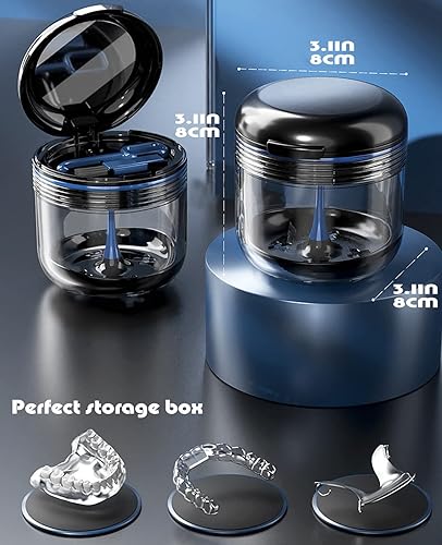 Miniatura 3 de MURRI&MURRDI Estuche de retenedor, caja de baño para dentaduras postizas con cesta de colador, funda protectora bucal, funda limpiadora, lindo