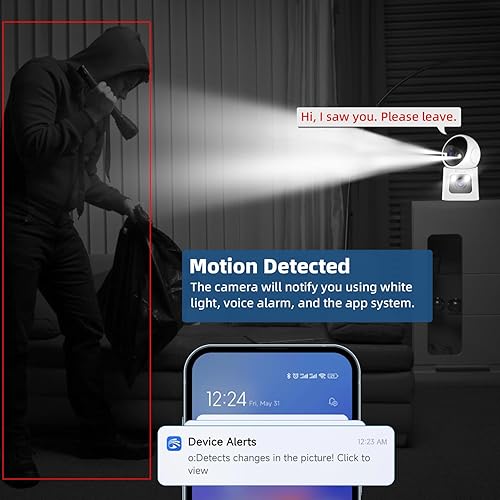 Miniatura 7 de Cámara de seguridad interior con pantalla de 1.5 pulgadas para monitoreo de bebés y mascotas, PTZ con seguimiento de movimiento, audio