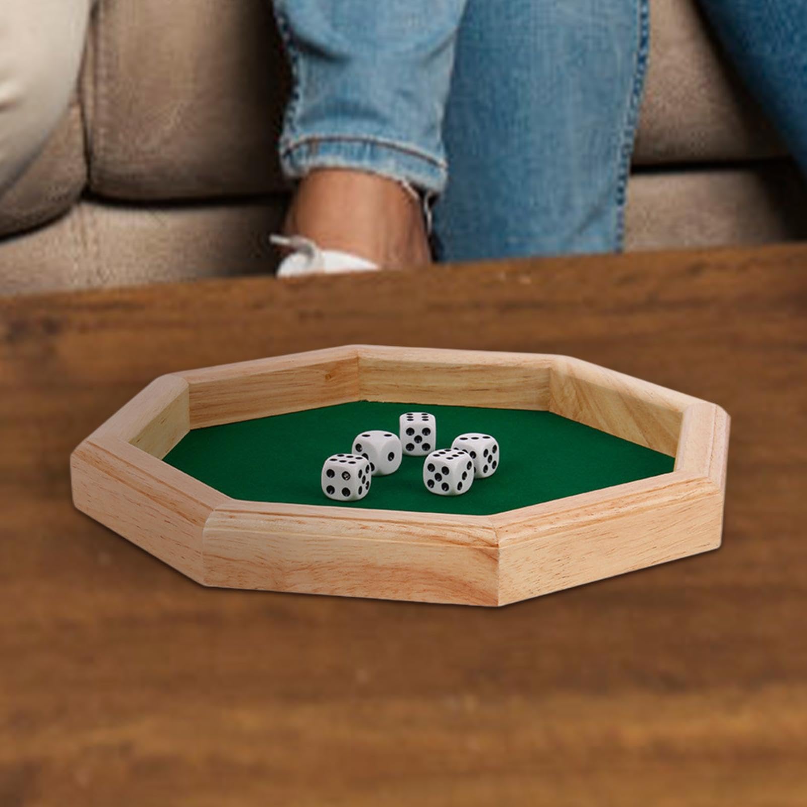 Plateau à dés en bois, plateau à dés en bois | Tapis de dés en bois, plateau roulant, tapis de dés au design octogonal | Plateaux à dés portables pour les réunions de famille, les voyages, Thanksgivin