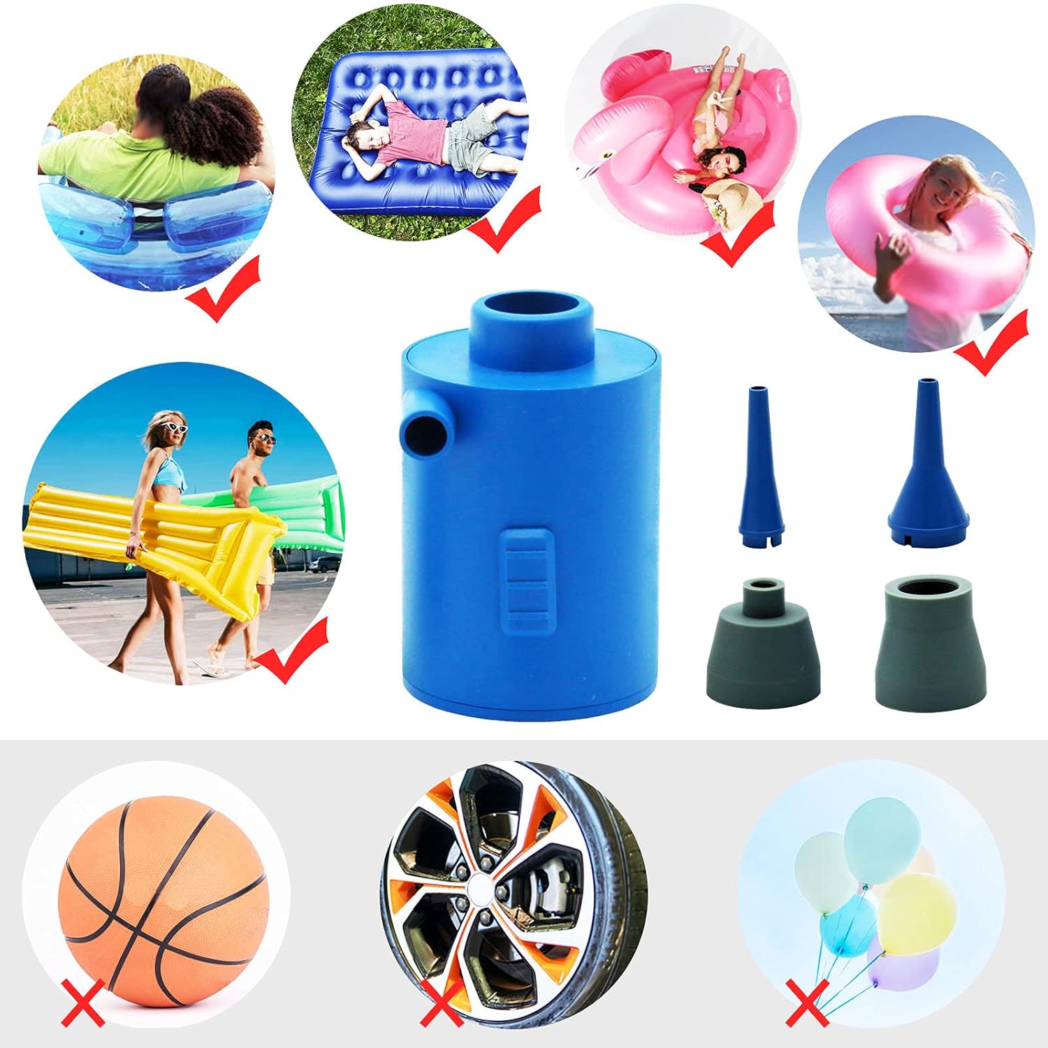 BUYMAX Portable Electric Air Pump for Inflatables, Tiny Air Pump with USB Cable, Mini Inflator/Deflator Pump for Air Mattress, Pool Float, Air Bed -（No Battery） : Home & Kitchen