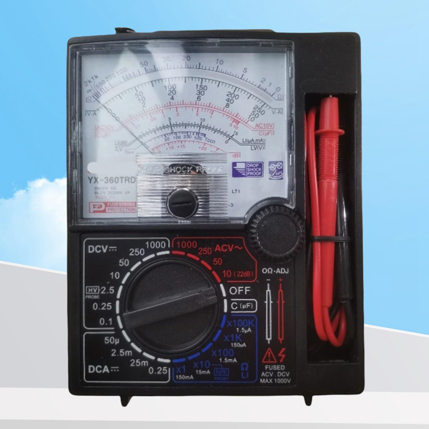 3X Tester Multimetro Analogico con Penna di Prova Tester di Tensione e Corrente DC 1000V Puntatore Portatile Misuratore Analogico Multimetro