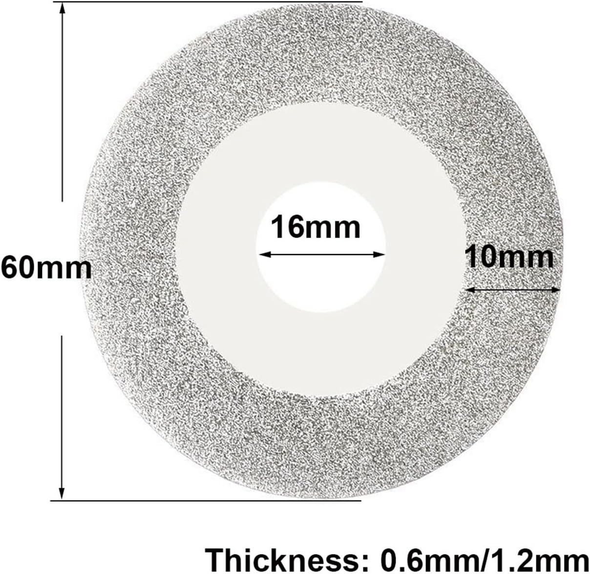 Circular Saw Blade Metal Cutting Saw Blade Diamond Saw Blade 60mm Coated Cutting Disc Glass Tiles Cutting Blades ​Bore 16mm (Color : 1Pcs, Size : 0.6mm)