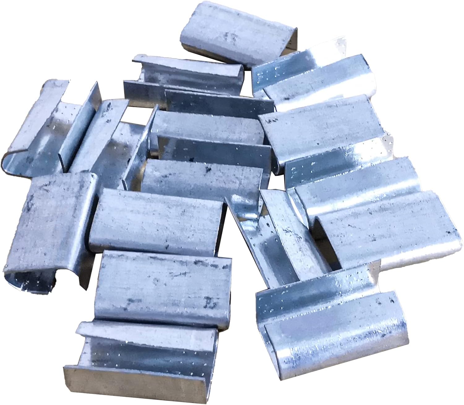 FixtureDisplays® Open (Snap-On) Seals for 1/2" Strap Width Steel Poly Strapping (Pack of 100) – Superior Holding Power – Sturdy Metal Clips for Securing Heavy Packaging and Pallet Banding 14435-1D