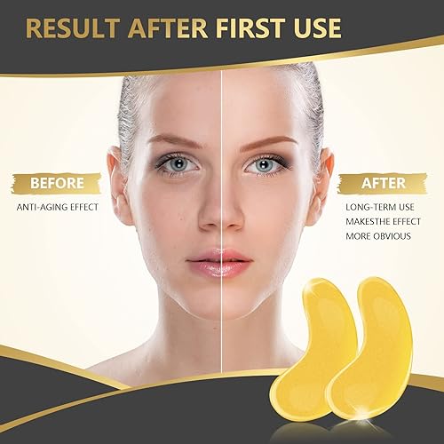 Miniatura 6 de Máscara de ojos de oro de 24 quilates, 30 pares, almohadillas naturales antienvejecimiento para ojos hinchados, ojeras y bolsas de ojos con