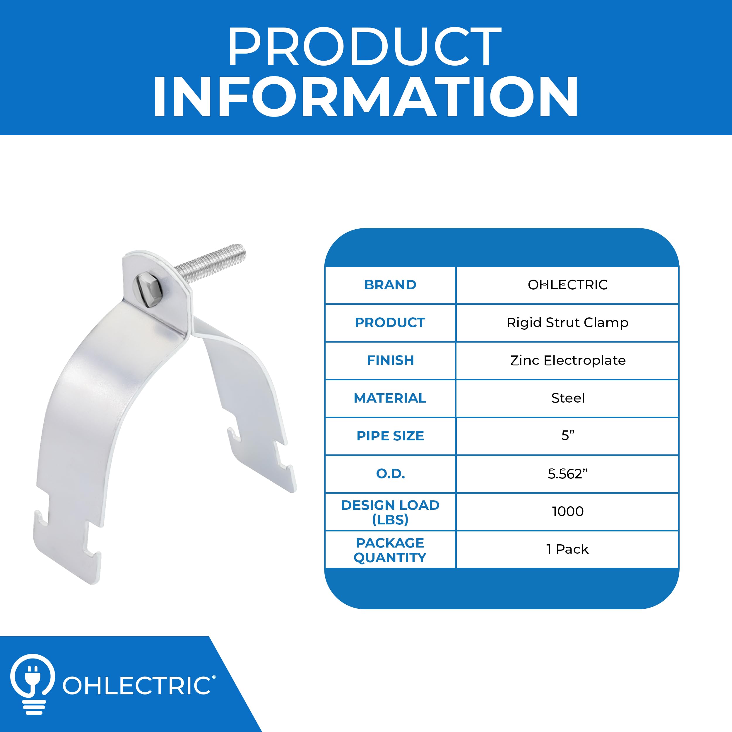 Strut Clamp OHLECTRIC Universal – Heavy Duty Clamp For Rigid/IMC & EMT ...