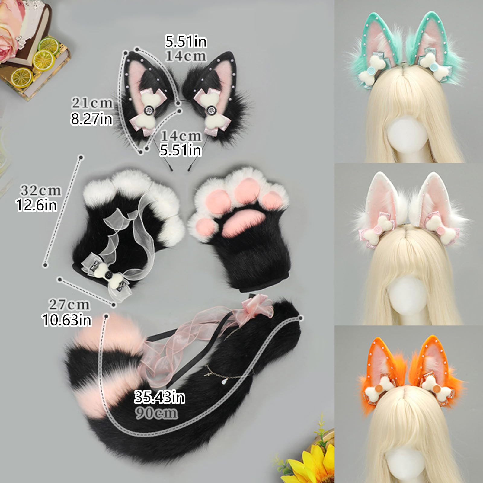 Zorros accesorios de disfraces zorros orejas diadema patas guantes cola cosplay disfraces de animales disfraces disfraces orejas diadema patas guantes cola disfraz animal accesorios