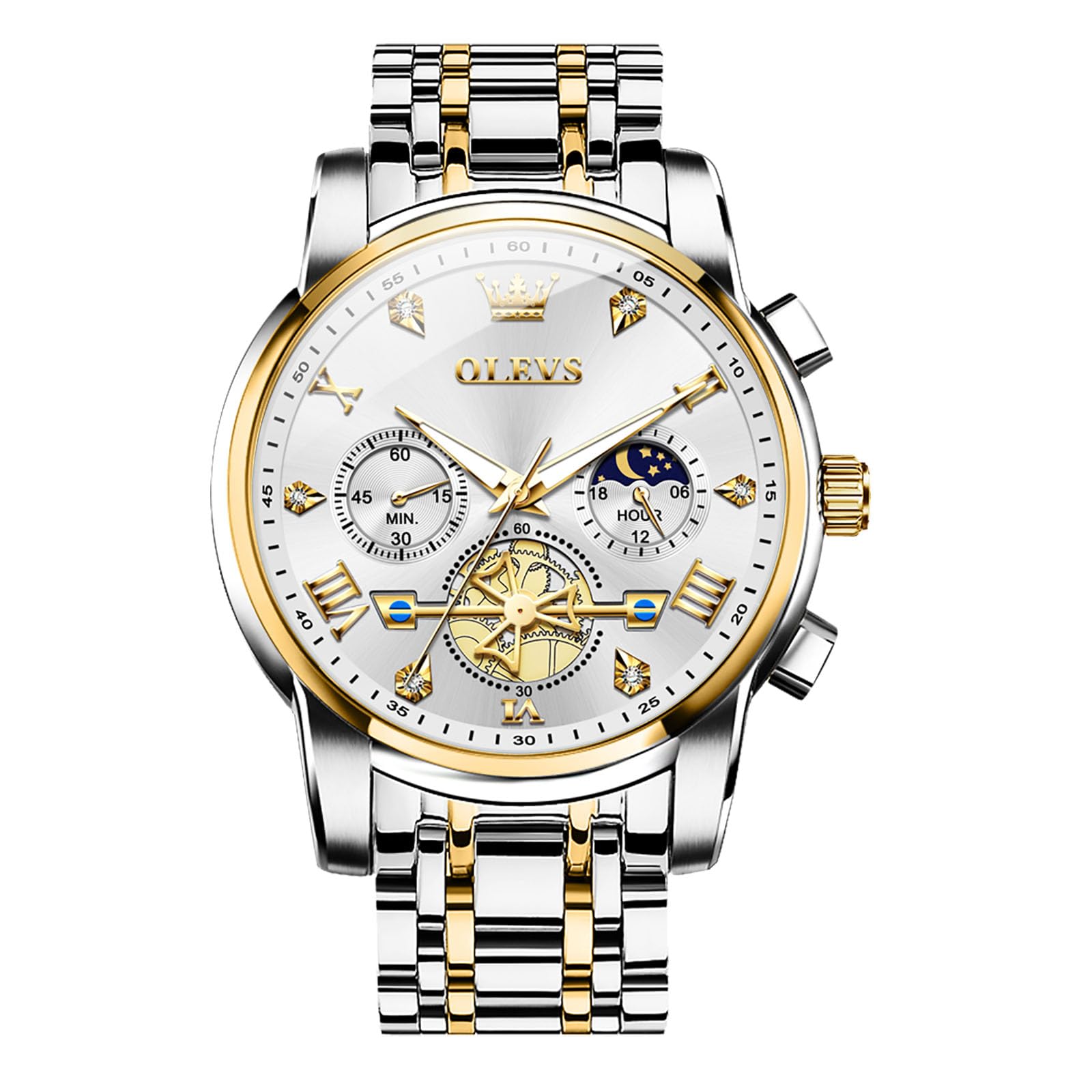 OLEVS Men Watches Stainless Steel Chronograph Watch
