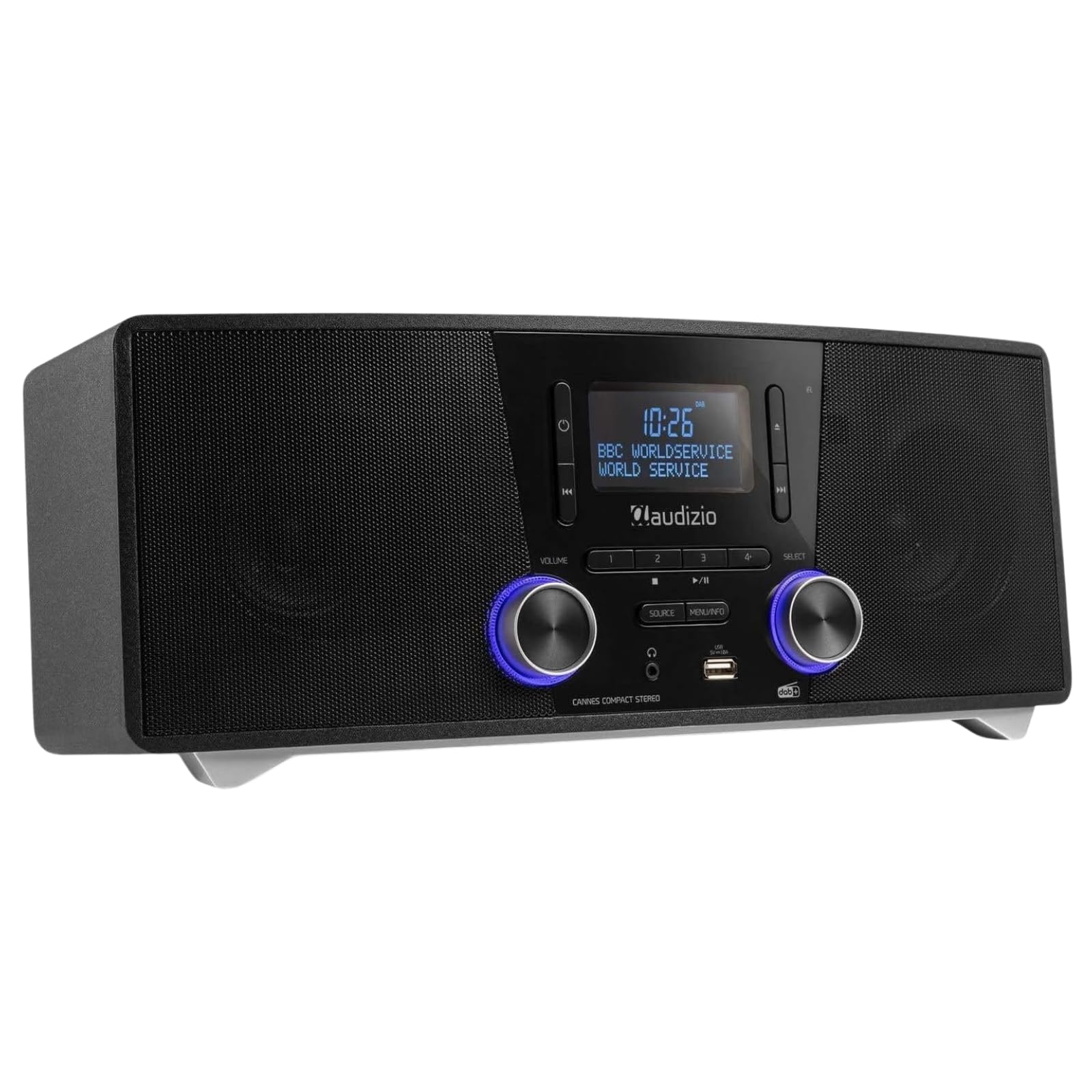 Audizio Cannes Radio Dab+ et FM, Bluetooth, Lecteur CD, Radio Réveil, Port USB, Haut-Parleurs Intégrés, Télécommande, Idéale pour Écouter la Radio et Votre Musique à la Maison