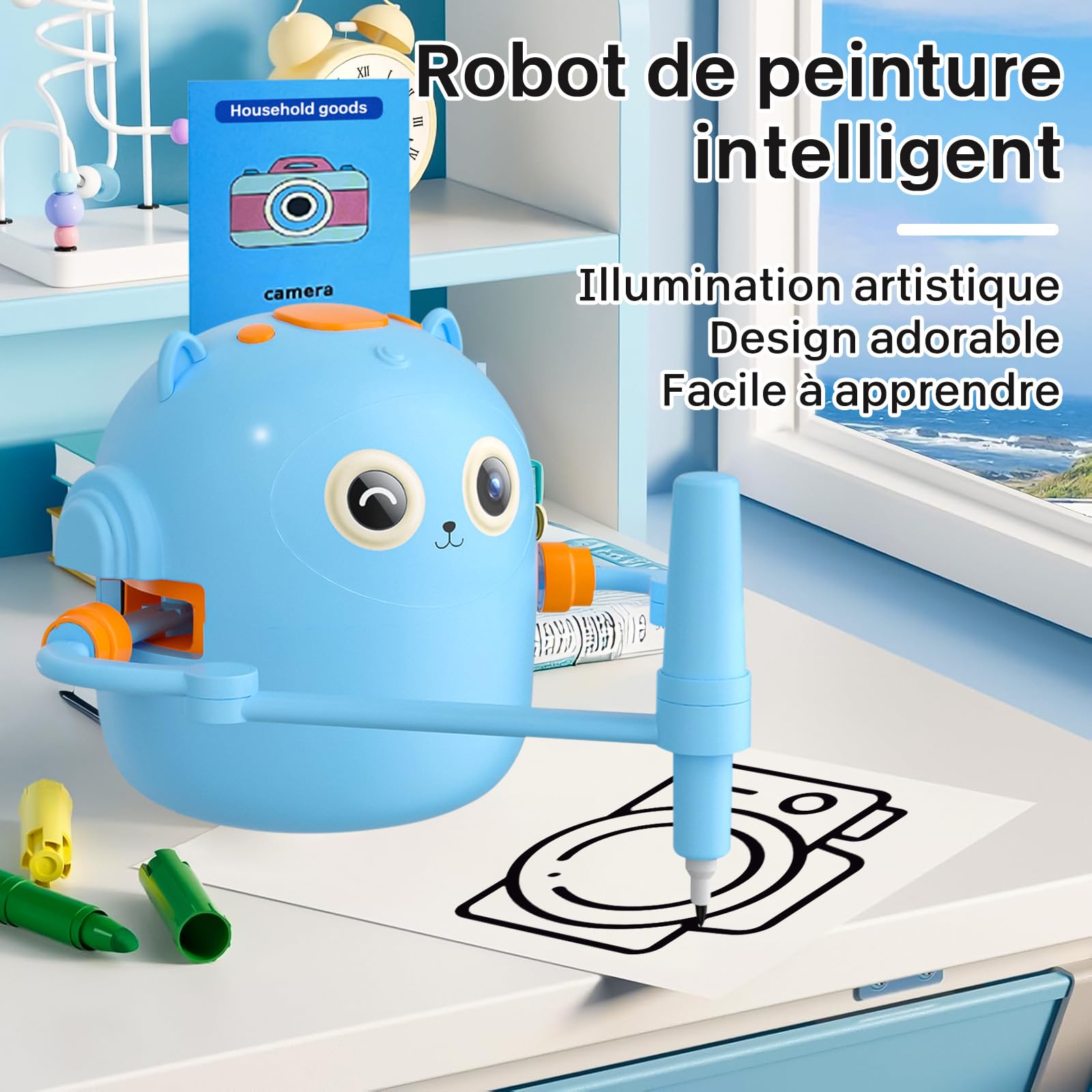 Trywise – Robot Dessinateur Rechargeable, 100 Cartes De Motifs, 3 Niveaux, Batterie 1800 MAh, éducatif, Dès 3 Ans