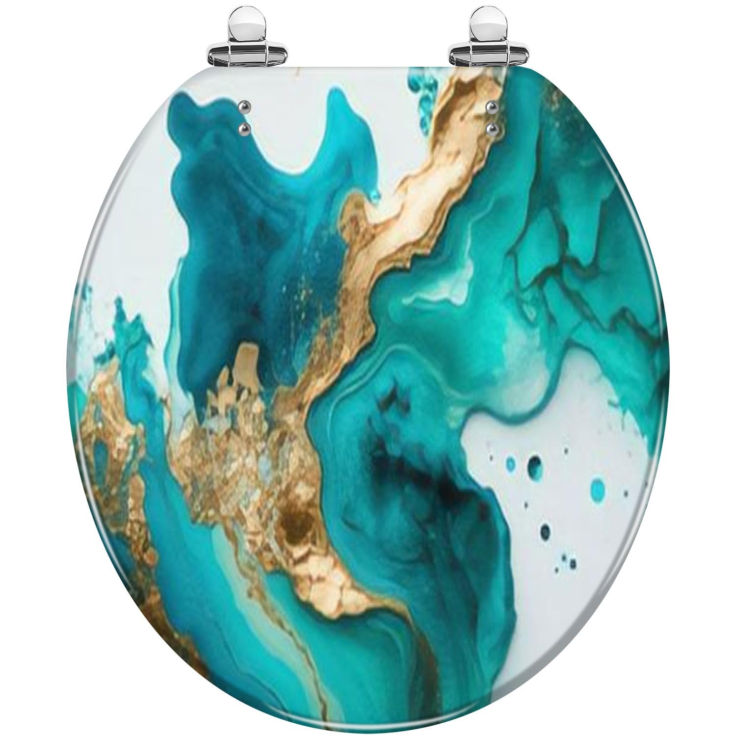 Tazyyzuu Multi4 Purple Lavender Liquid Watercolor Toilet Seat With Golden Lines Pastel Marble Resin Slow Close Quick-Release Hinges(Multi4)