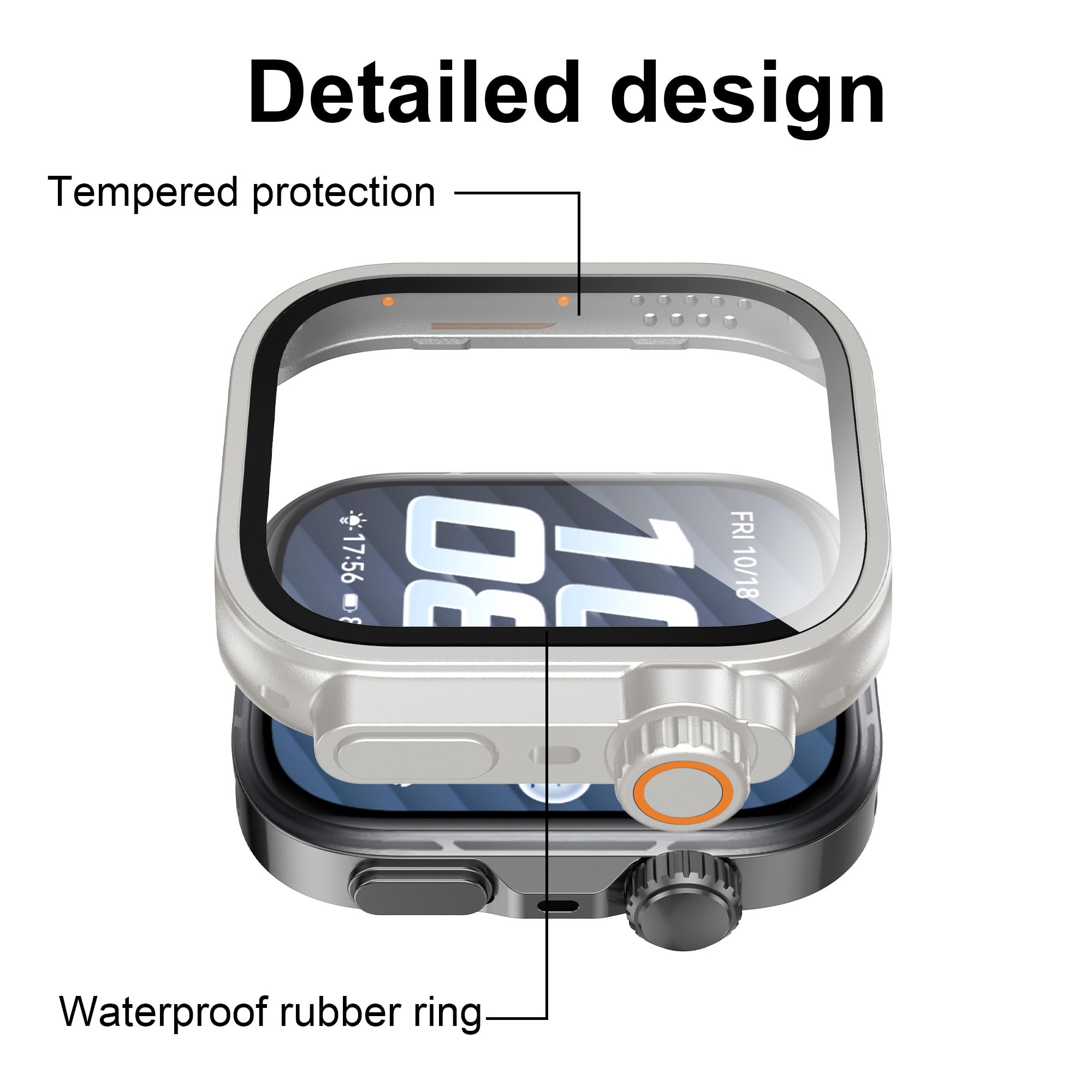 zZjoOoj Etui z folią ochronną do Huawei Watch Fit 5 Pro, całkowita osłona ochronna, wbudowane szkło hartowane ochrona wyświetlacza wysoka czułość, Starlight