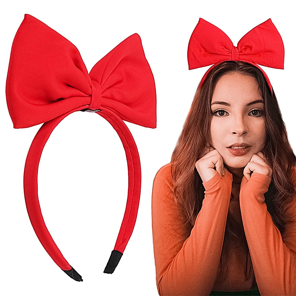 Valentine's Day Headbands 1Pcs Red Bow Headband Large Bowknot Hair Hoop Cute Bows Hair Band Valentine's Day Hair Accessories for Girls Women Celebration Party Gift